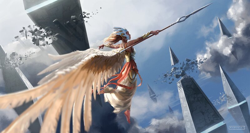 Winged Warrior with Spear — Blue