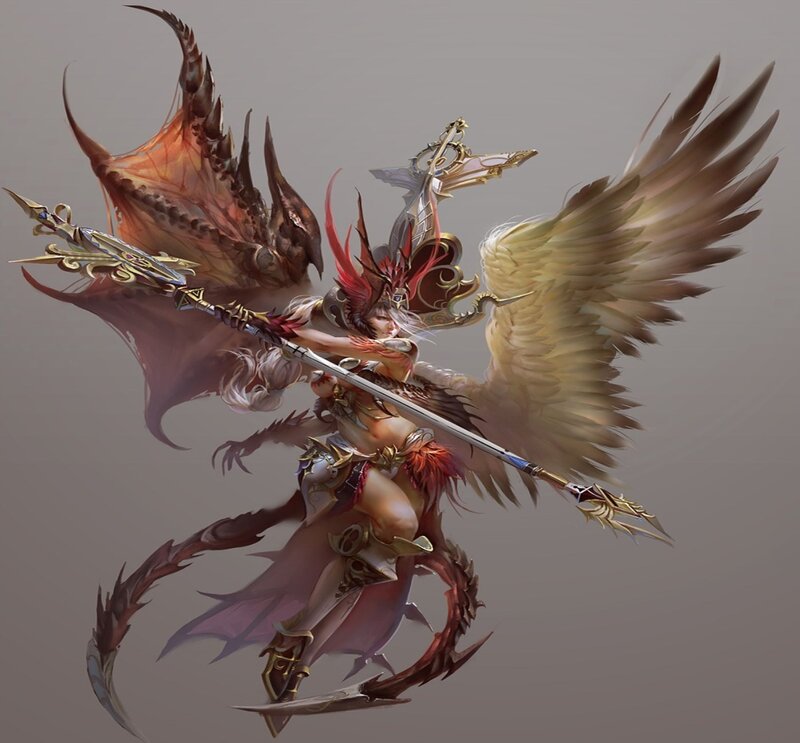 Winged Warrior with Spear — Brown
