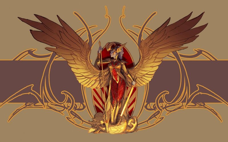 Winged Warrior with Spear — Gold
