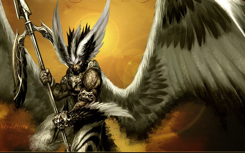 Winged Warrior with Spear — Yellow
