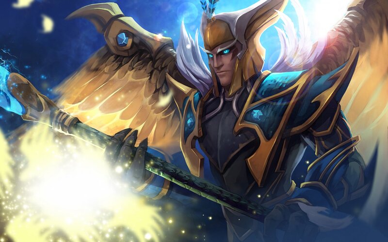 Winged Warrior with Staff — Blue