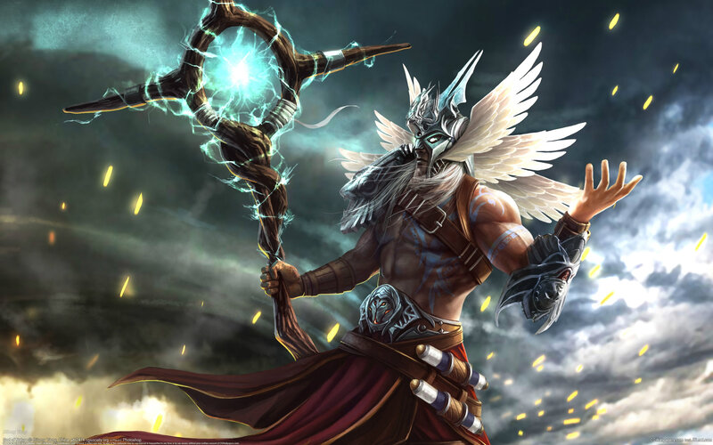 Winged Warrior with Staff — Gray