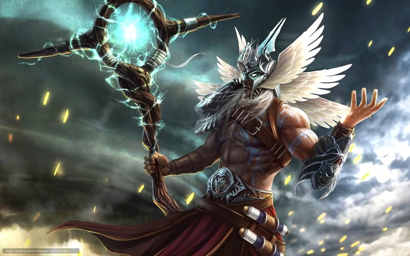 winged warrior with staff