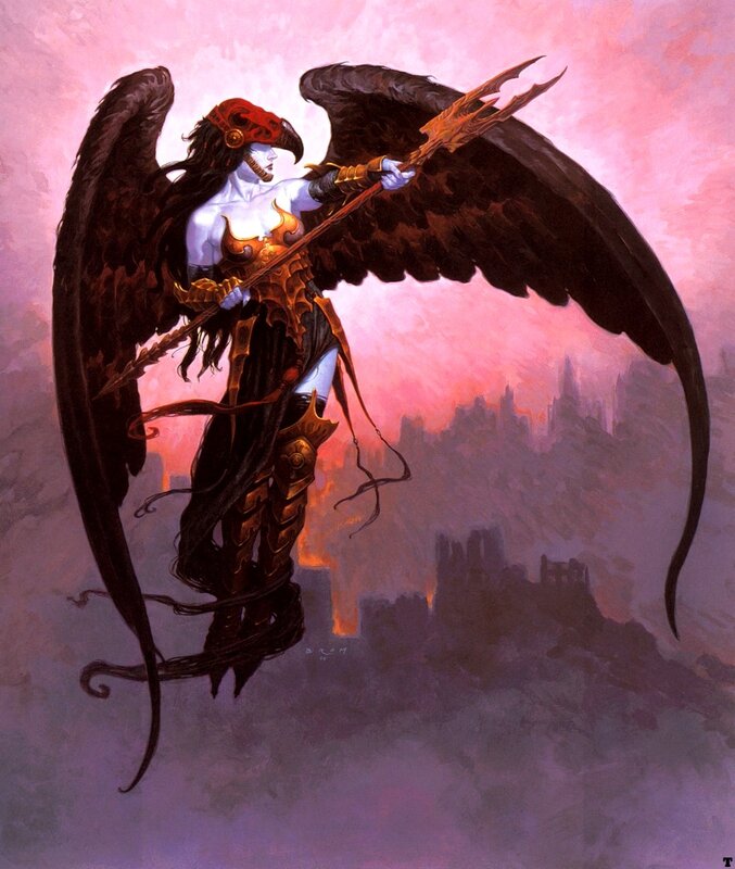 winged warrior with trident