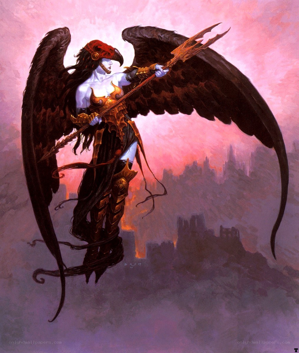 winged warrior with trident