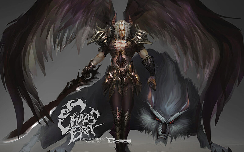 Winged Warrior with Wolf