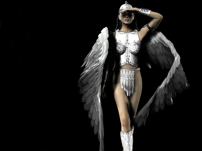 Winged Warrior Woman — Black