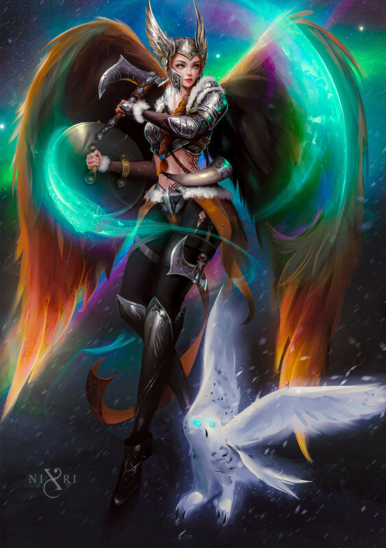 Winged Warrior Woman — Green