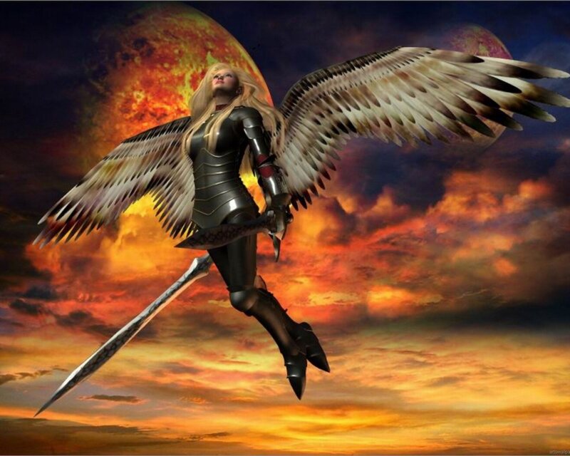 Winged Warrior Woman — Orange