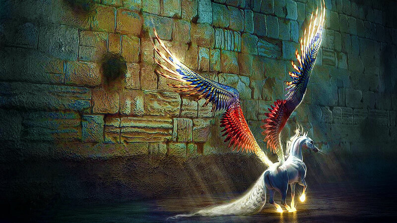 Winged White Horse — Dramatic, Digital Art