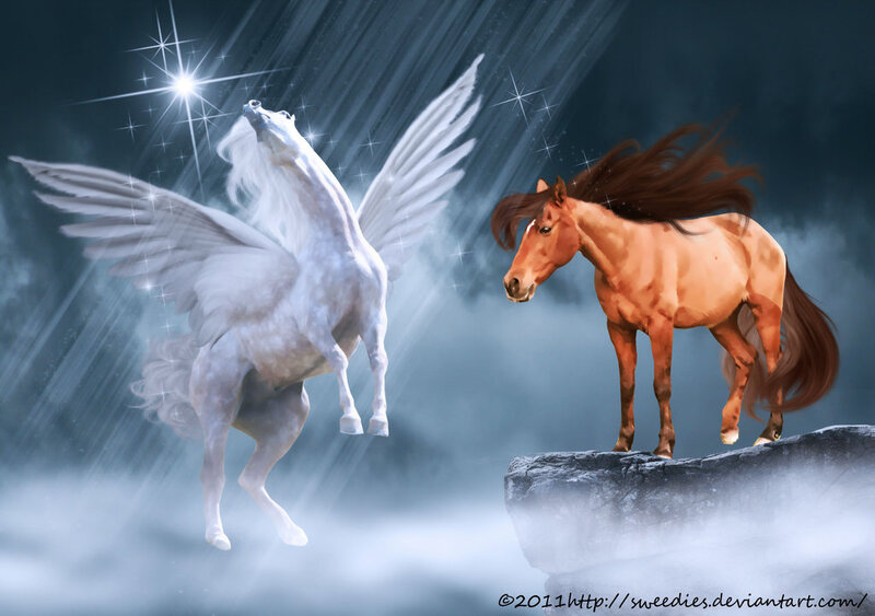 Winged White Horse — Dramatic
