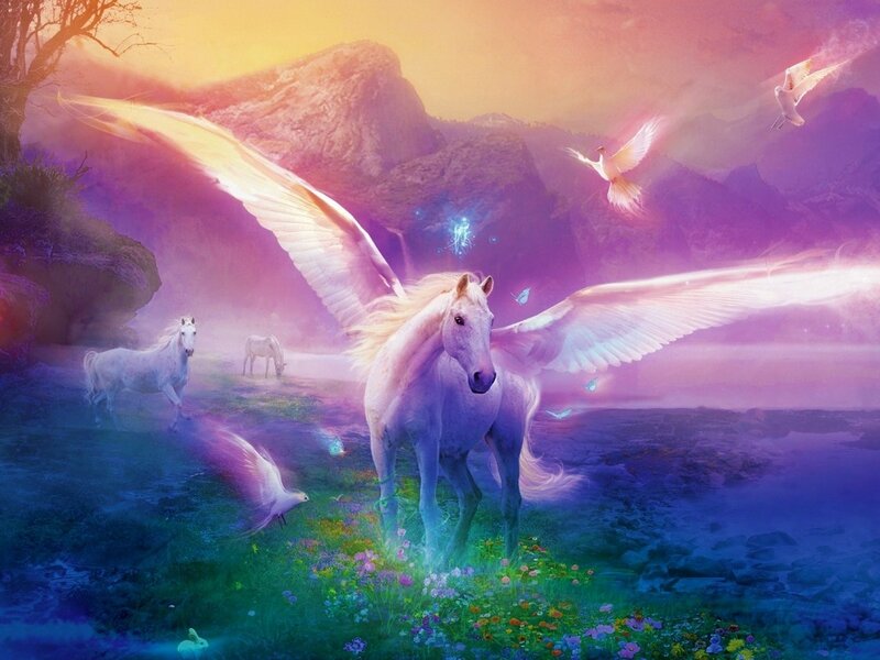 Winged White Horse — Purple