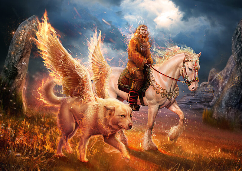 Winged Wolf and Rider