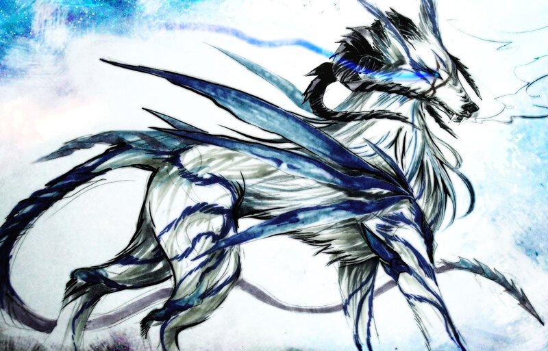 Winged Wolf Creature — Blue