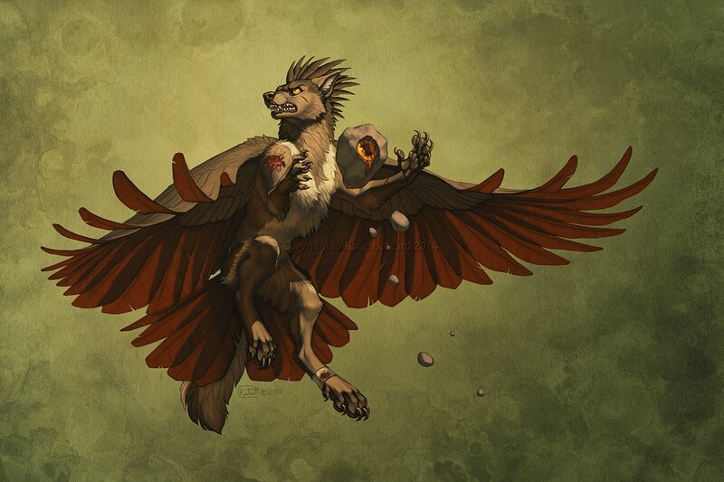 Winged Wolf Creature — Green