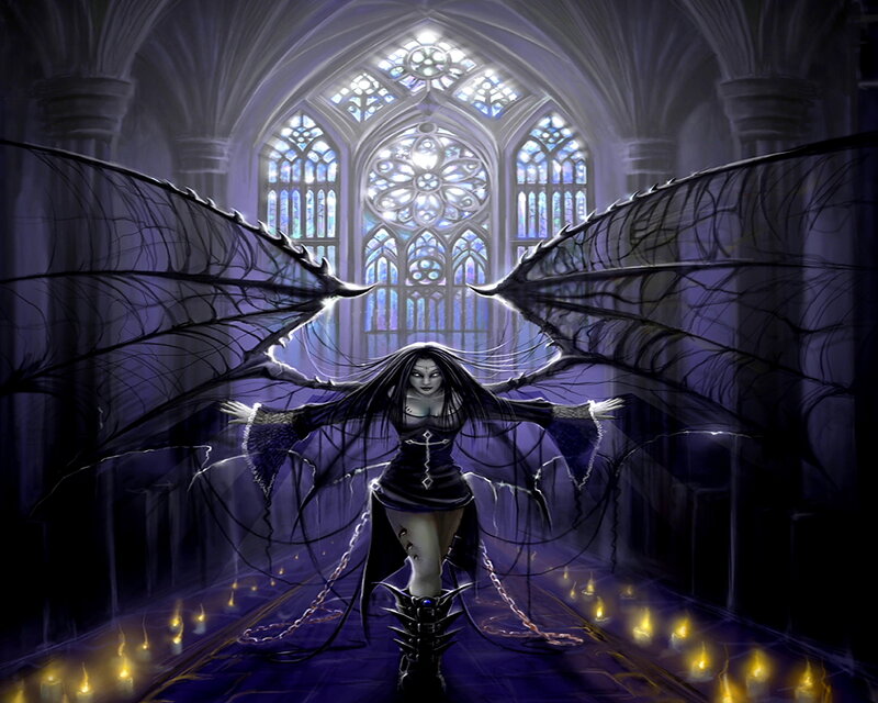 Winged Woman in Cathedral