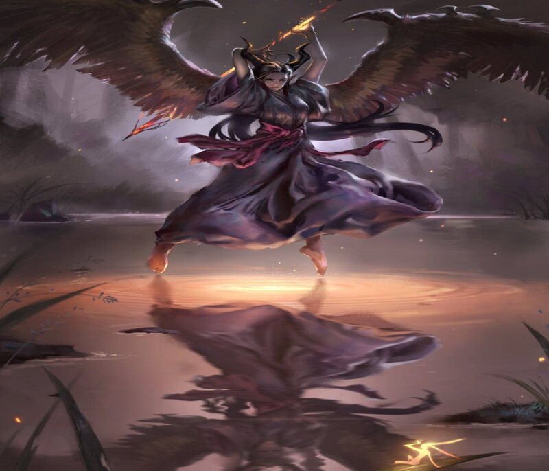 Winged Woman in Flowing Dress