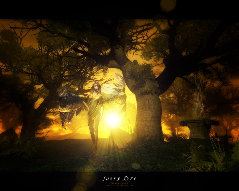Winged Woman in Forest — Yellow