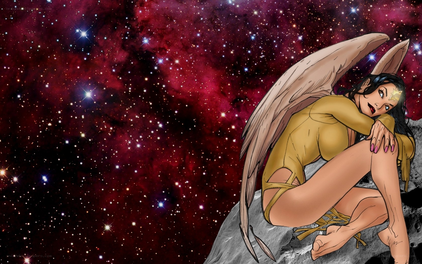 winged woman in space