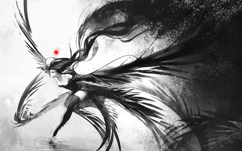 Winged Woman in Water — Black