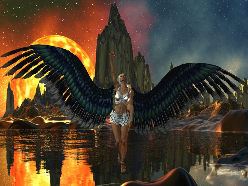 Winged Woman in Water
