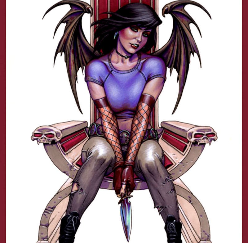 winged woman on a throne