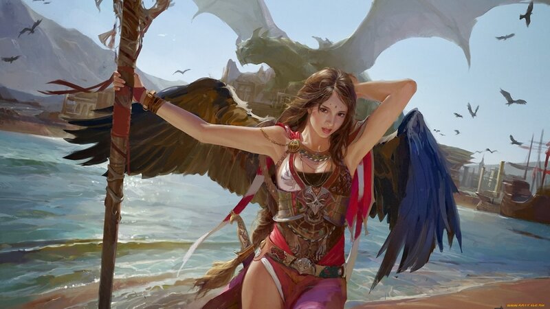 Winged Woman on Beach