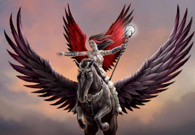 Winged Woman on Horse