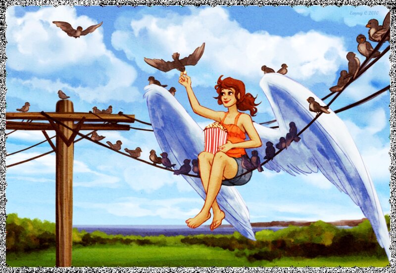 Winged Woman on Wires