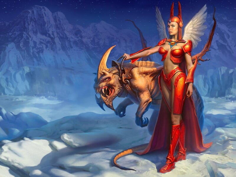 Winged Woman with Beast