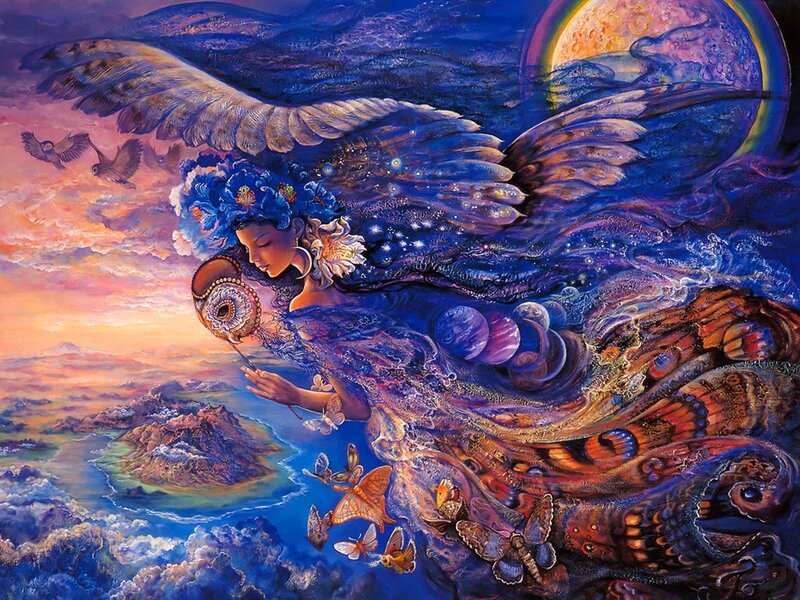 Winged Woman with Butterflies — Blue
