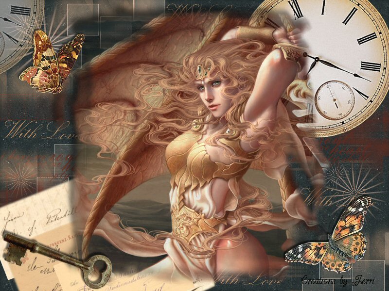 Winged Woman with Clock