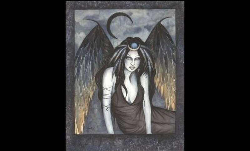 Winged Woman with Crescent Moon