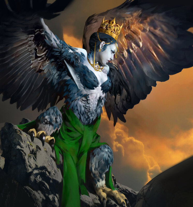 Winged Woman with Crown — Green