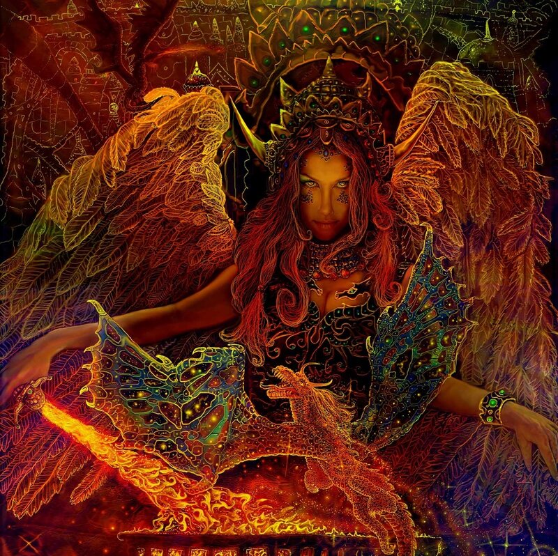 Winged Woman with Dragon