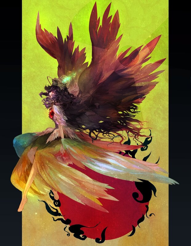 Winged Woman with Feathers — Yellow