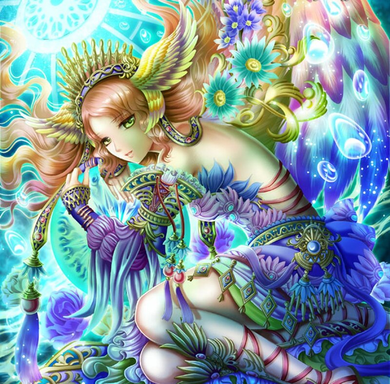 Winged Woman with Flowers