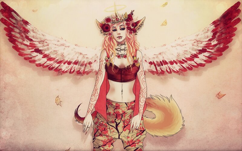 Winged Woman with Fox Ears