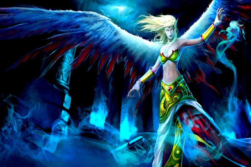 Winged Woman with Glowing Eyes