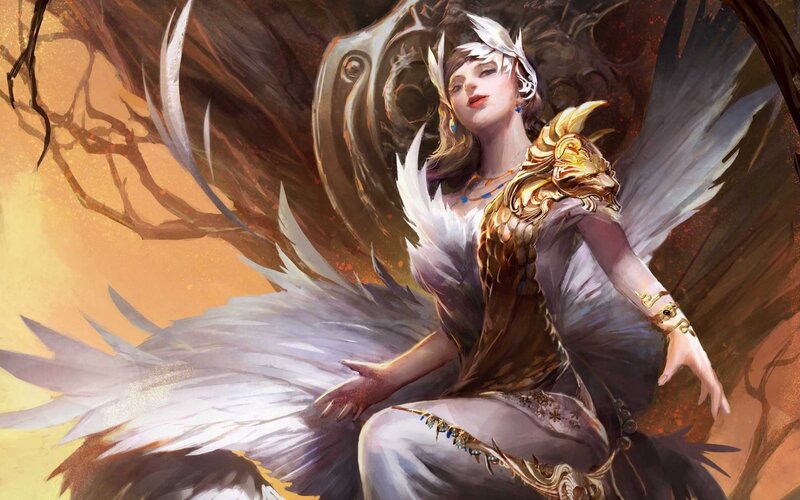 Winged Woman with Golden Armor