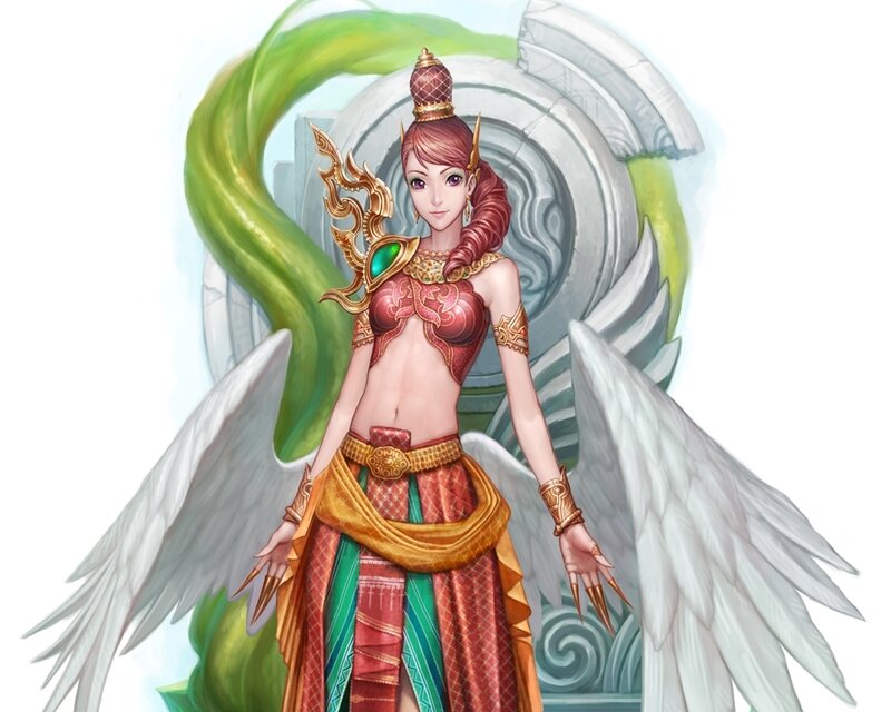Winged Woman with Green Snake