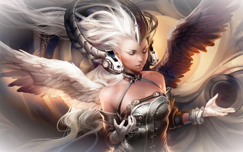 Winged Woman with Headphones