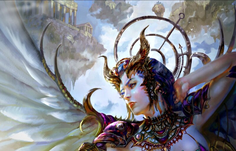 Winged Woman with Horns — Purple