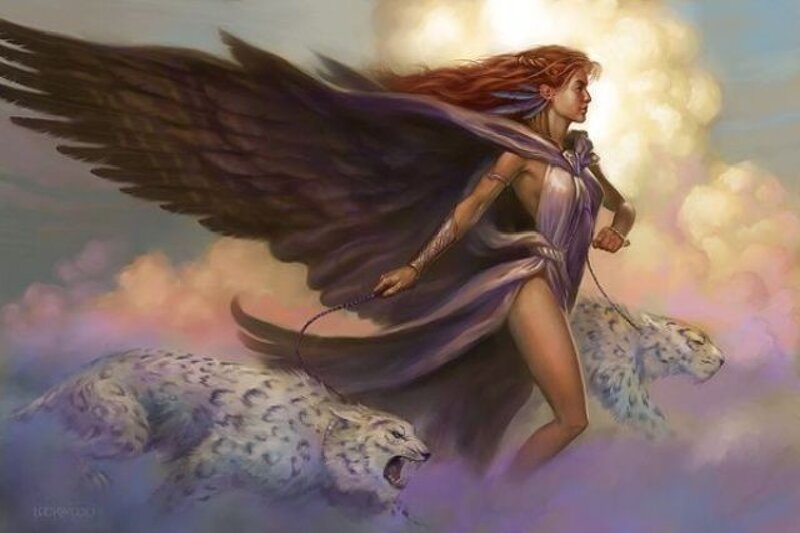 Winged Woman with Leopards