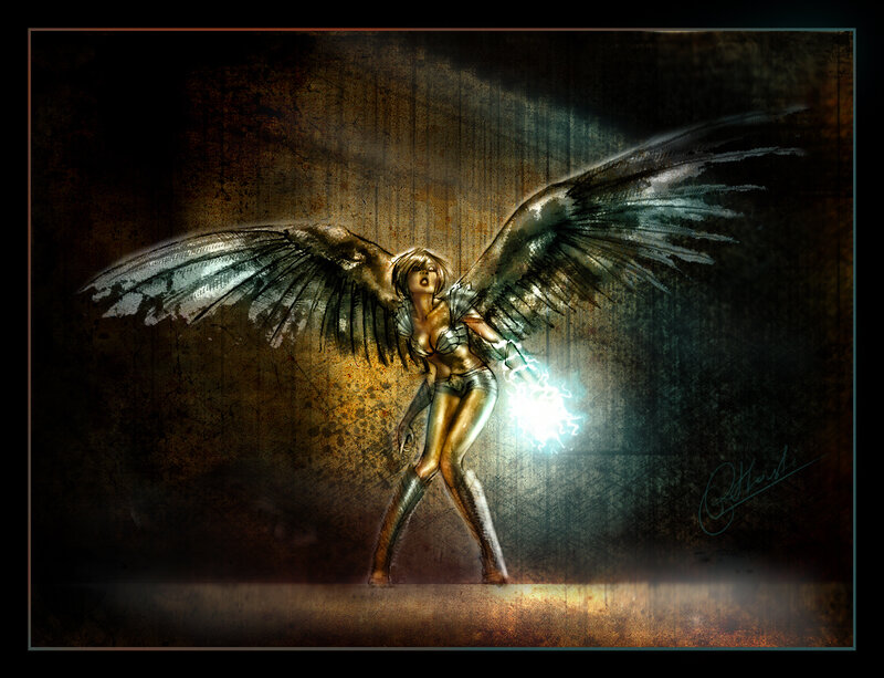 Winged Woman with Lightning