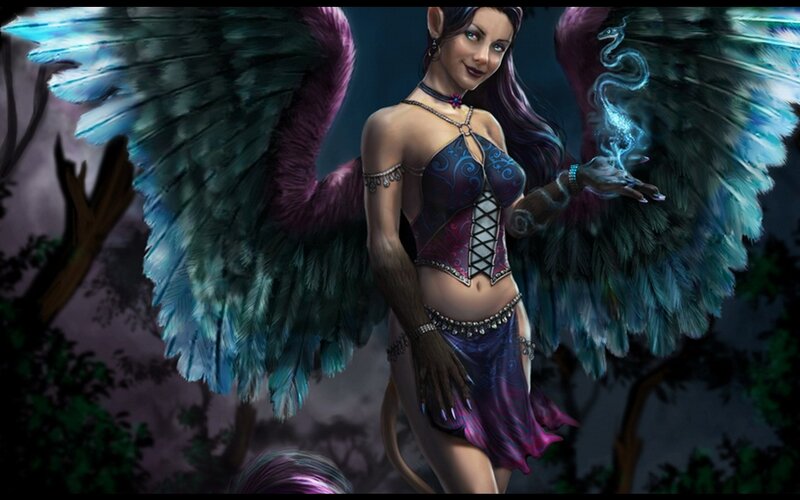 Winged Woman with Magic — Purple