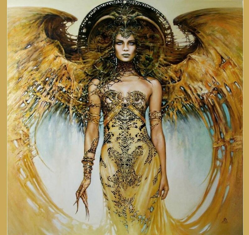 Winged Woman with Ornate Dress