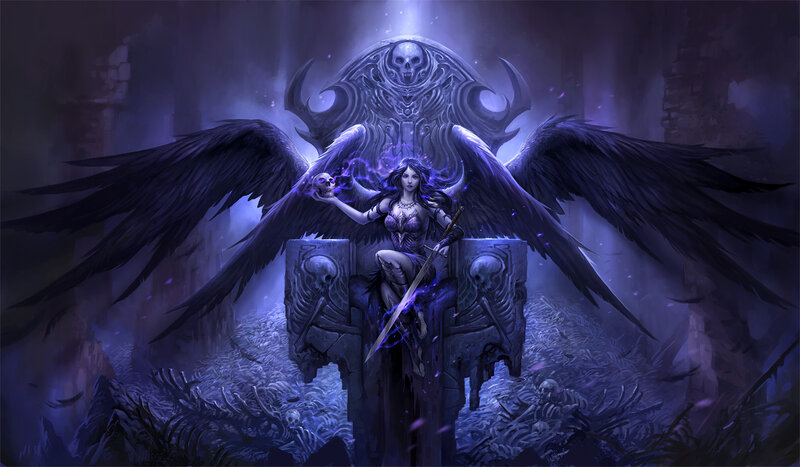 Winged Woman with Sword — Purple