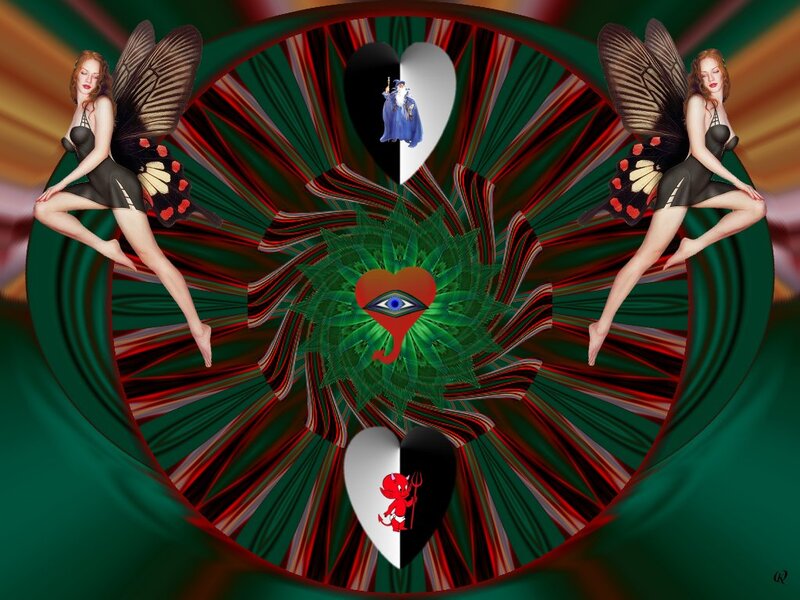 Winged Women with Heart Symbols