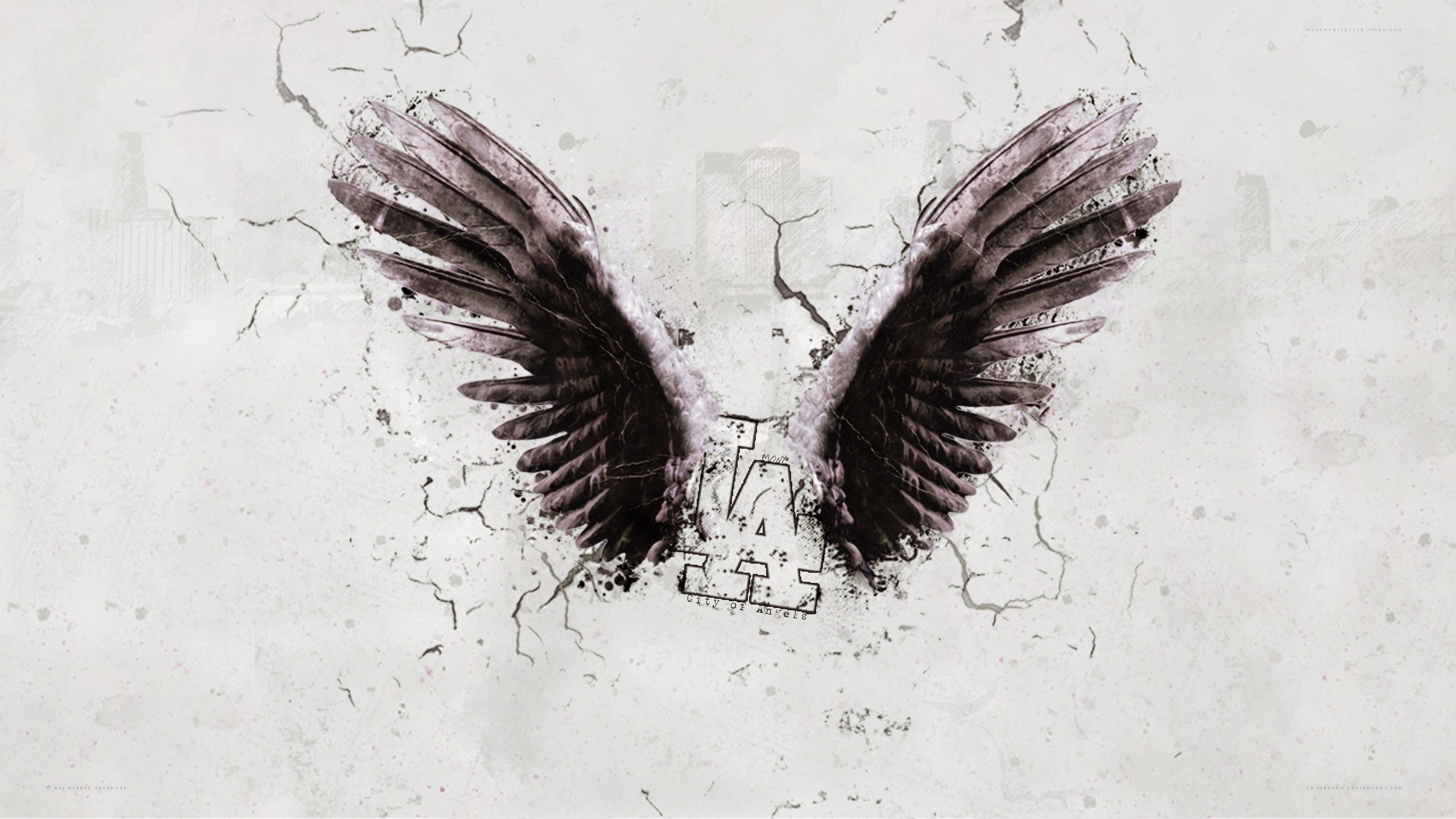 wings breaking through concrete
